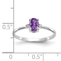 14K White Gold Diamond and 6x 4 Oval Amethyst Birthstone Ring view 3