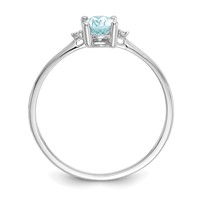 14K White Gold Diamond and 6x4 Oval Aquamarine Birthstone Ring view 2