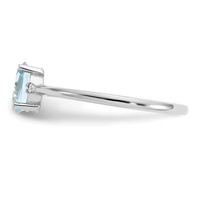 14K White Gold Diamond and 6x4 Oval Aquamarine Birthstone Ring view 4