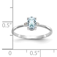 14K White Gold Diamond and 6x4 Oval Aquamarine Birthstone Ring view 3
