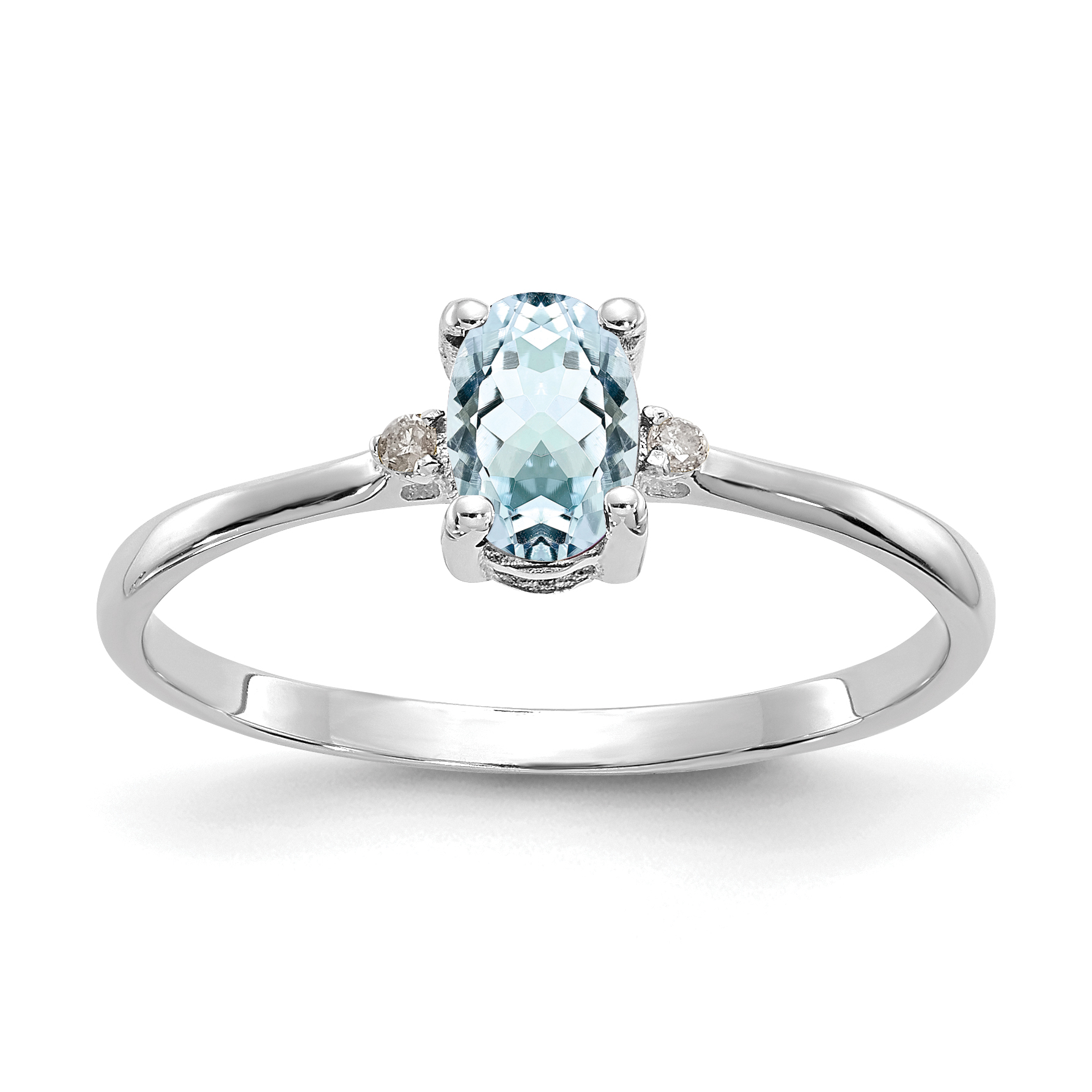 14k White Gold Diamond & Aquamarine Birthstone Ring (XBR216)