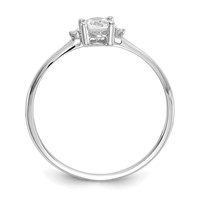 14K White Gold Diamond and 6x 4 Oval White Topaz Birthstone Ring view 2