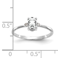 14K White Gold Diamond and 6x 4 Oval White Topaz Birthstone Ring view 3