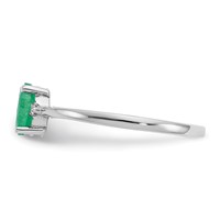 14K White Gold Diamond and 6x 4 Oval Emerald Birthstone Ring view 4
