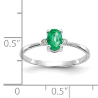14K White Gold Diamond and 6x 4 Oval Emerald Birthstone Ring view 3