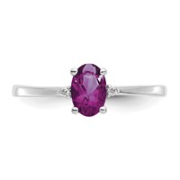 14K White Gold Diamond and 6x 4 Oval Rhodolite Garnet Birthstone Ring view 5