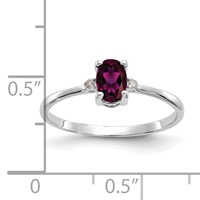 14K White Gold Diamond and 6x 4 Oval Rhodolite Garnet Birthstone Ring view 3