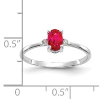 14K White Gold Diamond and 6x 4 Oval Ruby Birthstone Ring view 3