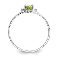 14K White Gold Diamond and 6x 4 Oval Peridot Birthstone Ring view 2