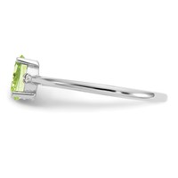 14K White Gold Diamond and 6x 4 Oval Peridot Birthstone Ring view 4