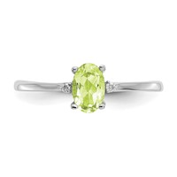 14K White Gold Diamond and 6x 4 Oval Peridot Birthstone Ring view 5