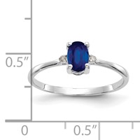 14K White Gold Diamond and 6x 4 Oval Sapphire Birthstone Ring view 3