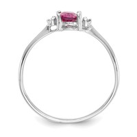 14K White Gold Diamond and 6x 4 Oval Pink Tourmaline Birthstone Ring view 2