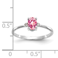 14K White Gold Diamond and 6x 4 Oval Pink Tourmaline Birthstone Ring view 3