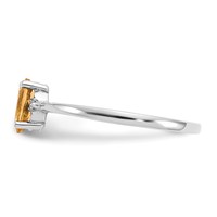 14K White Gold Diamond and 6x 4 Oval Citrine Birthstone Ring view 4