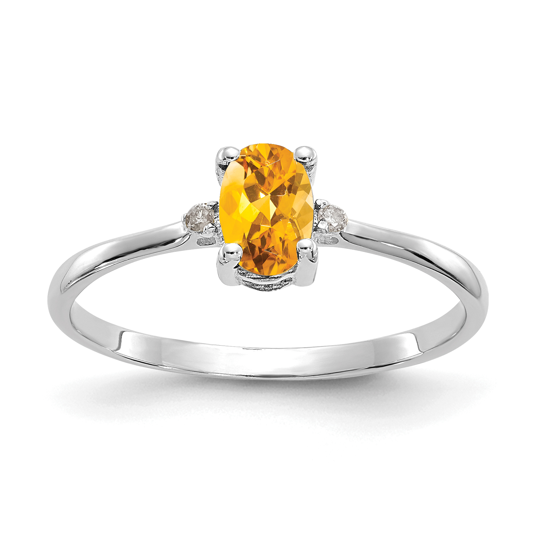 14k White Gold Diamond & Citrine Birthstone Ring (XBR224)