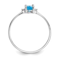 14K White Gold Diamond and 6x 4 Oval Blue Topaz Birthstone Ring view 2