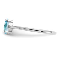 14K White Gold Diamond and 6x 4 Oval Blue Topaz Birthstone Ring view 4