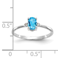 14K White Gold Diamond and 6x 4 Oval Blue Topaz Birthstone Ring view 3