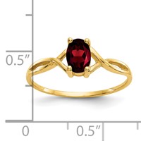 14K Yellow Gold 6x 4 Oval Garnet Birthstone Ring view 3