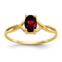 14K Yellow Gold 6x 4 Oval Garnet Birthstone Ring view 1