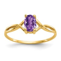14K 6x4 Oval Amethyst Birthstone Ring view 1