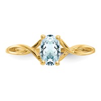 14K 6x4 Oval Aquamarine Birthstone Ring view 5