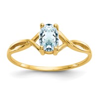 14K 6x4 Oval Aquamarine Birthstone Ring view 1