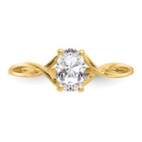 14K Yellow Gold 6x 4 Oval White Topaz Birthstone Ring view 5