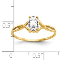 14K Yellow Gold 6x 4 Oval White Topaz Birthstone Ring view 3