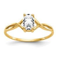 14K Yellow Gold 6x 4 Oval White Topaz Birthstone Ring view 1