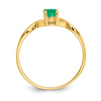 14K Yellow Gold 6x4 Oval Emerald Birthstone Ring view 2