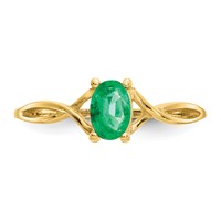 14K Yellow Gold 6x4 Oval Emerald Birthstone Ring view 5
