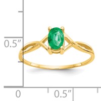 14K Yellow Gold 6x4 Oval Emerald Birthstone Ring view 4