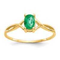 14K Yellow Gold 6x4 Oval Emerald Birthstone Ring view 1