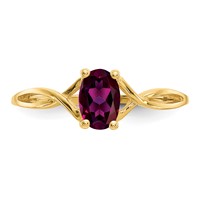 14K Yellow Gold 6x4 Oval Rhodolite Garnet Birthstone Ring view 5