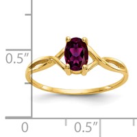 14K Yellow Gold 6x4 Oval Rhodolite Garnet Birthstone Ring view 3