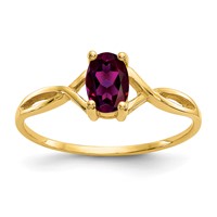 14K Yellow Gold 6x4 Oval Rhodolite Garnet Birthstone Ring view 1