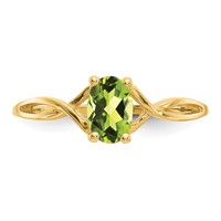 14K Yellow Gold 6x4 Oval Peridot Birthstone Ring view 5