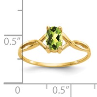 14K Yellow Gold 6x4 Oval Peridot Birthstone Ring view 3