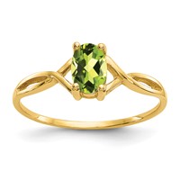 14K Yellow Gold 6x4 Oval Peridot Birthstone Ring view 1