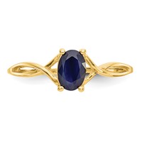 14K Yellow Gold 6x4 Oval Sapphire Birthstone Ring view 5