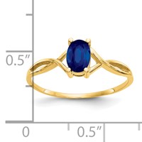 14K Yellow Gold 6x4 Oval Sapphire Birthstone Ring view 3