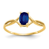 14K Yellow Gold 6x4 Oval Sapphire Birthstone Ring view 1