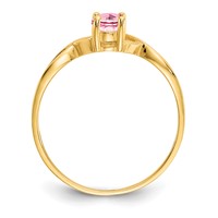 14K Yellow Gold 6x 4 Oval Pink Tourmaline Birthstone Ring view 2