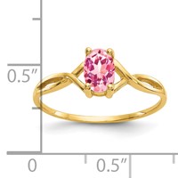14K Yellow Gold 6x 4 Oval Pink Tourmaline Birthstone Ring view 3