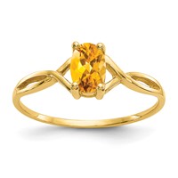 14K Yellow Gold 6x 4 Oval Citrine Birthstone Ring view 1