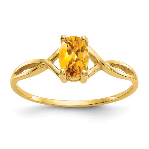 14K Yellow Gold 6x 4 Oval Citrine Birthstone Ring