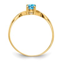 14K Yellow Gold 6x4 Oval Blue Topaz Birthstone Ring view 2