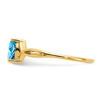 14K Yellow Gold 6x4 Oval Blue Topaz Birthstone Ring view 4